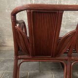 Pencil reed rattan bamboo coastal palm leaf bench sofa, Vivai del Sud 1970s