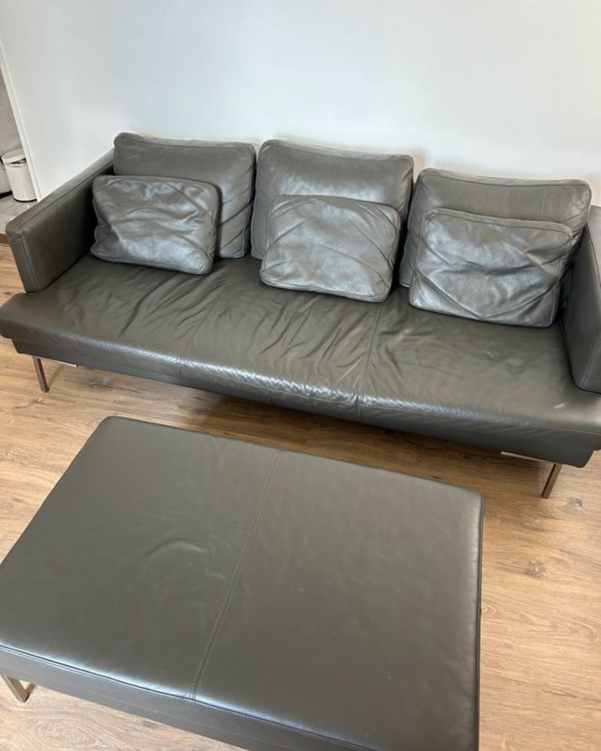 BoConcept leather sofa + matching ottoman