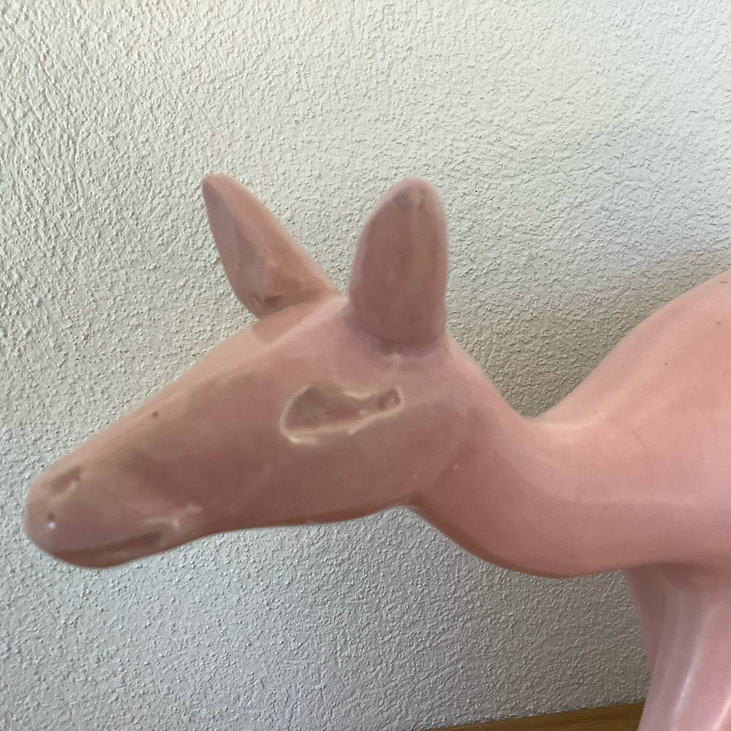 Pink doe sculpture geo conde saint clement earthenware france 1930 art deco