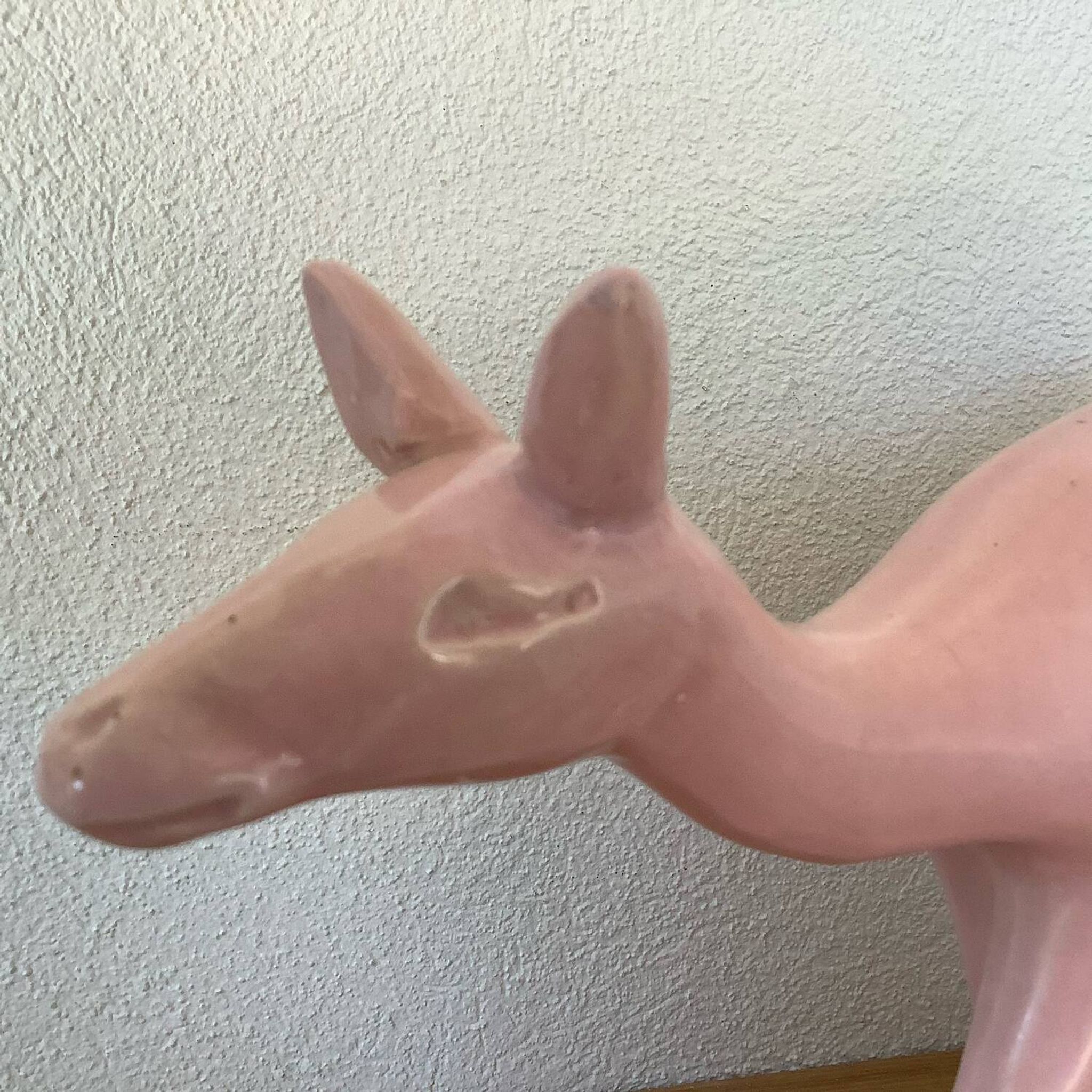 Pink doe sculpture geo conde saint clement earthenware france 1930 art deco