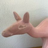 Pink doe sculpture geo conde saint clement earthenware france 1930 art deco