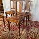 Set of 4 Art Deco chairs in oak and brown leather.