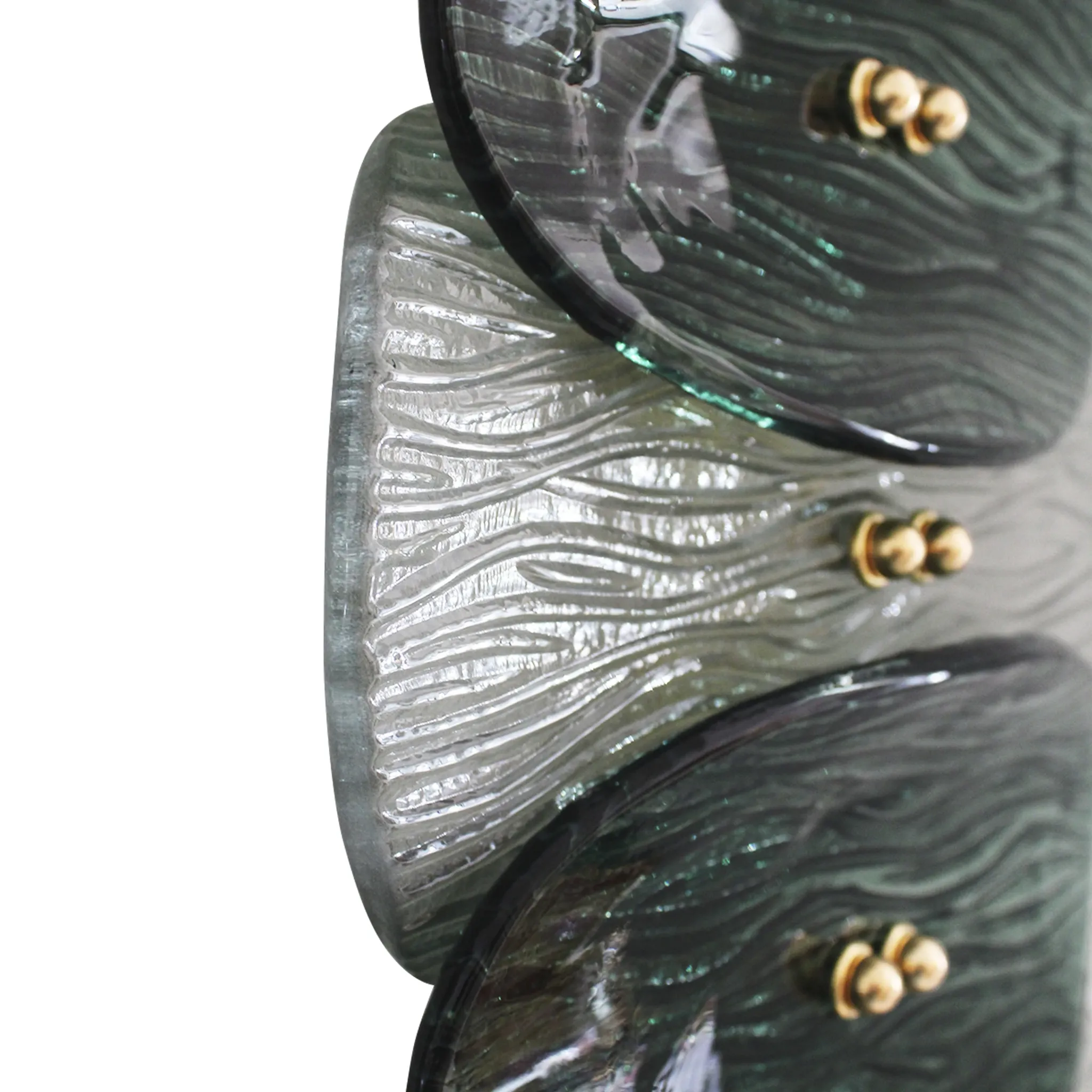 Mid Modern Green And White Murano Glass and Brass Italian Wall Sconces