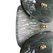 Mid Modern Green And White Murano Glass and Brass Italian Wall Sconces