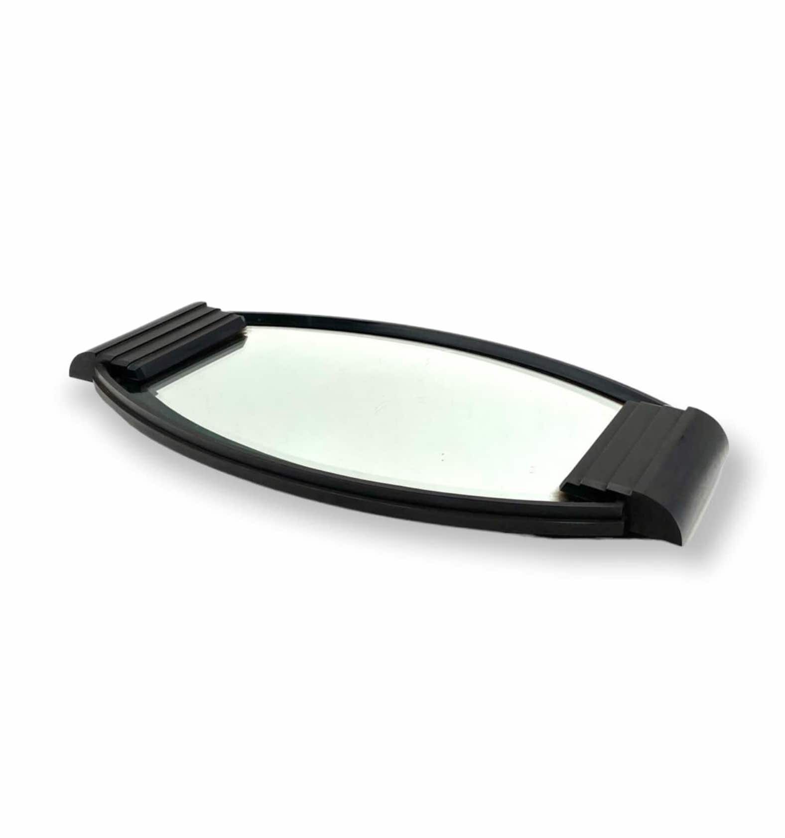 Art deco cubist bakelite mirrored tray, France 1930s
