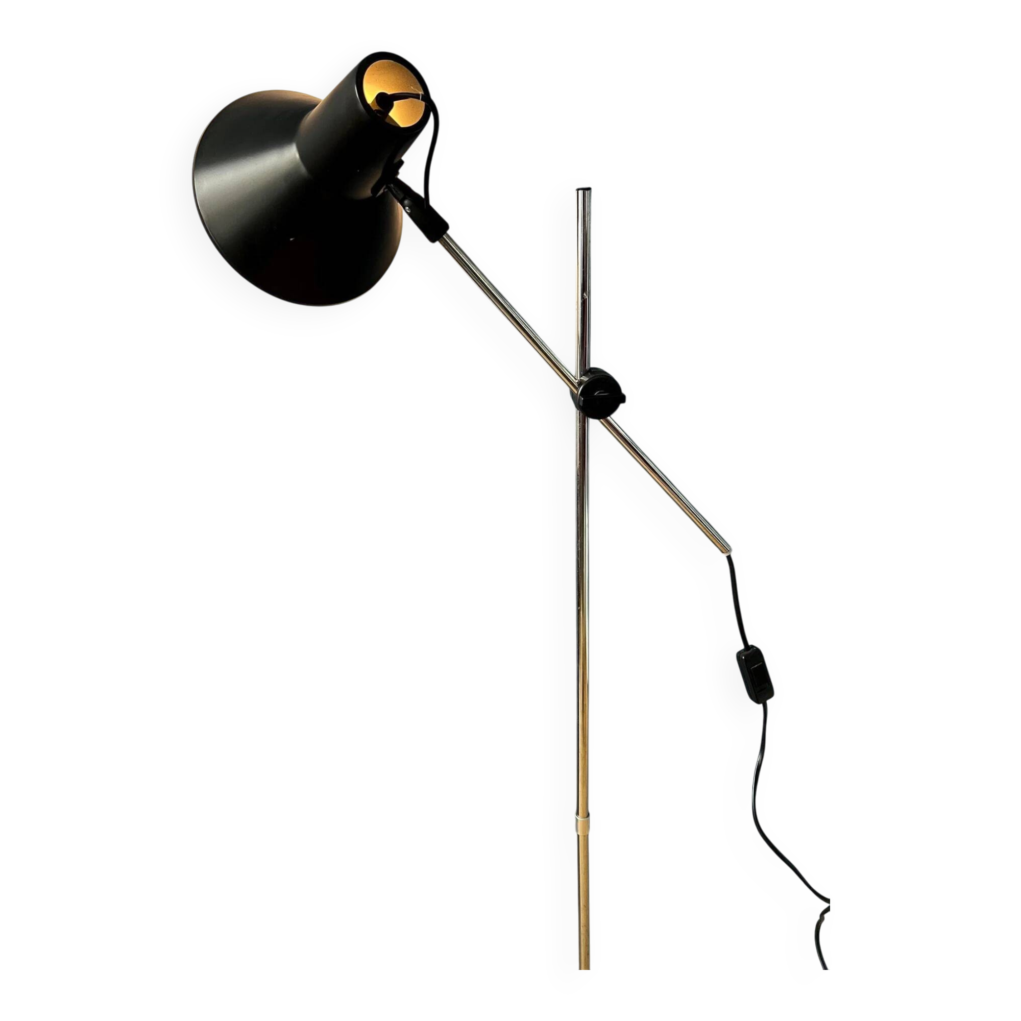 Vintage adjustable black floor lamp in style of Hoogervorst