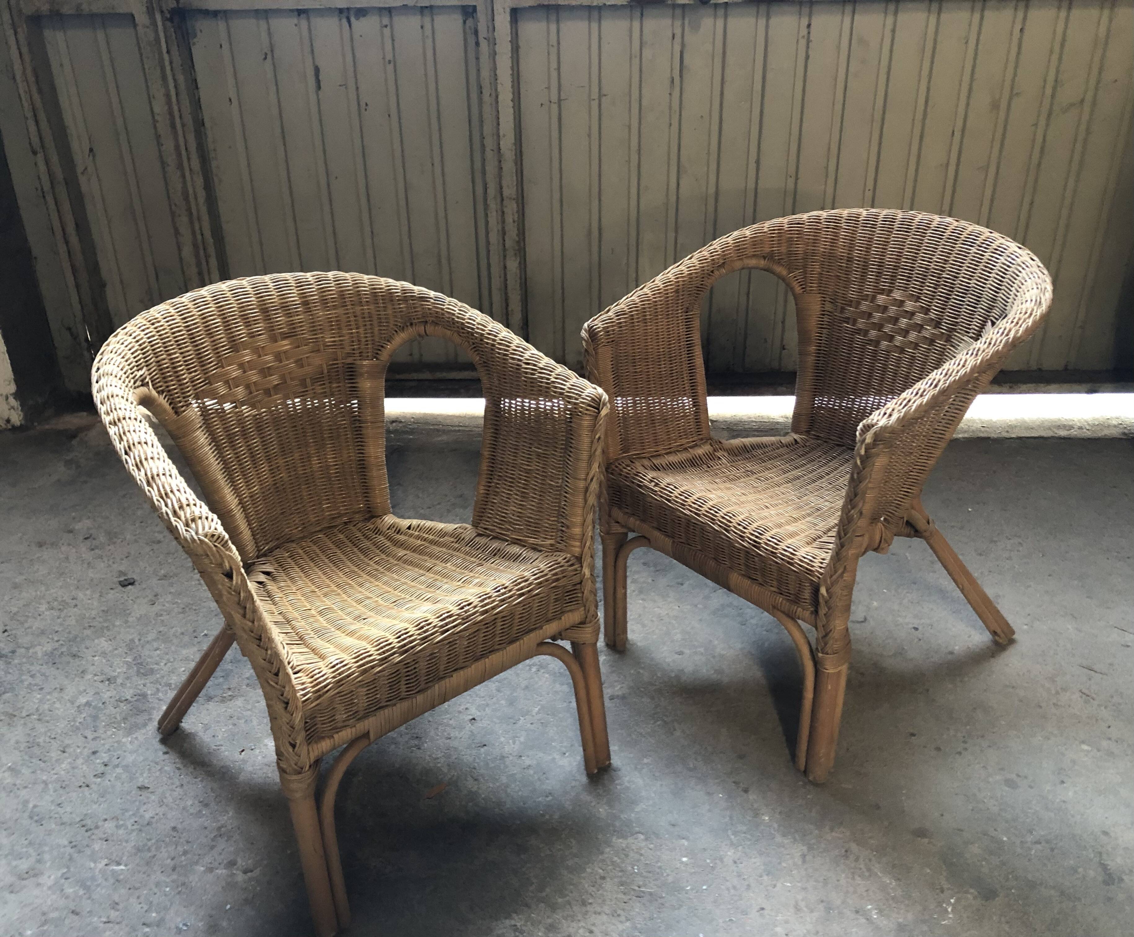 Vintage rattan armchairs 70s