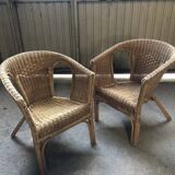 Vintage rattan armchairs 70s