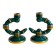 Pair of green and gold ceramic candlesticks