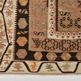 "Tapis Kilim Ancien 100% Laine – Grand Format, Pièce Rare à Motifs Ethnique