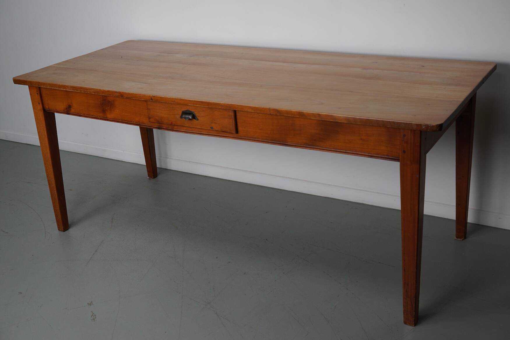 Vintage Cherry 20th Century French Rustic Farmhouse Dining Table