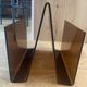 Vintage magazine rack in smoked plexiglass, Italian design from the 70s