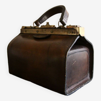 Leather doctor's suitcase bag