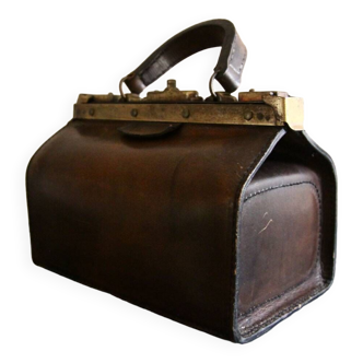 Leather doctor's suitcase bag