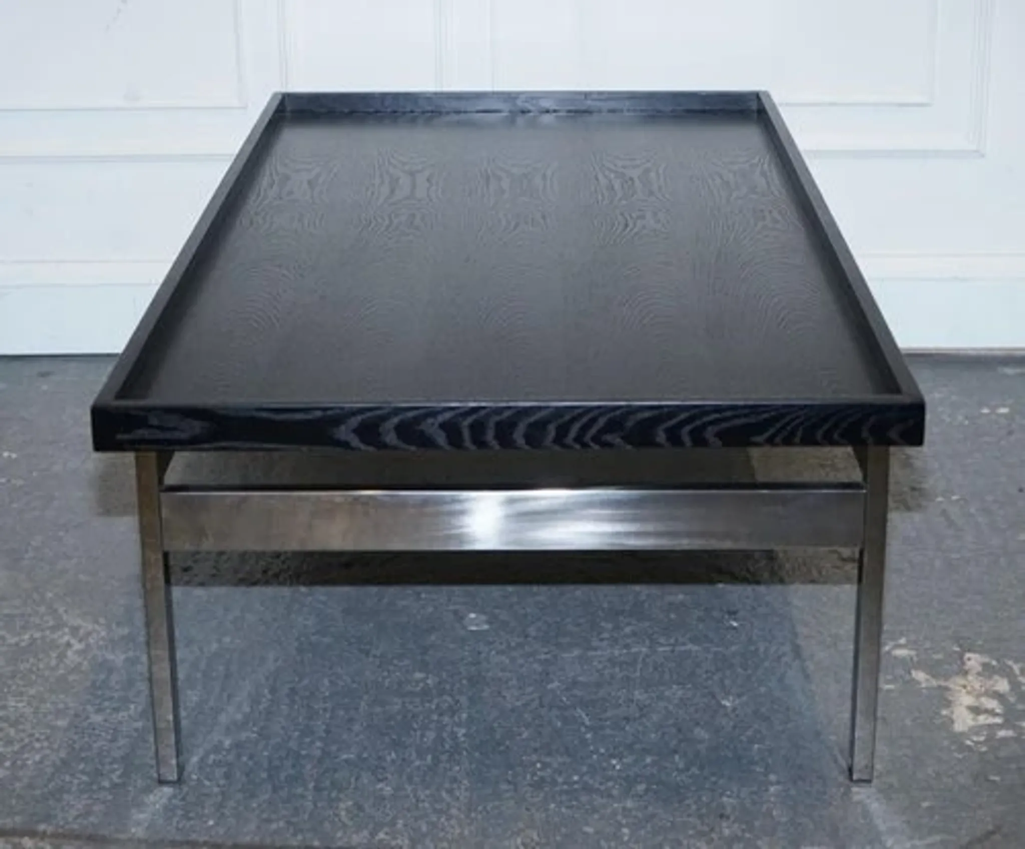Black Art Deco Coffee Table with Stainless Steel by Casa Padrino