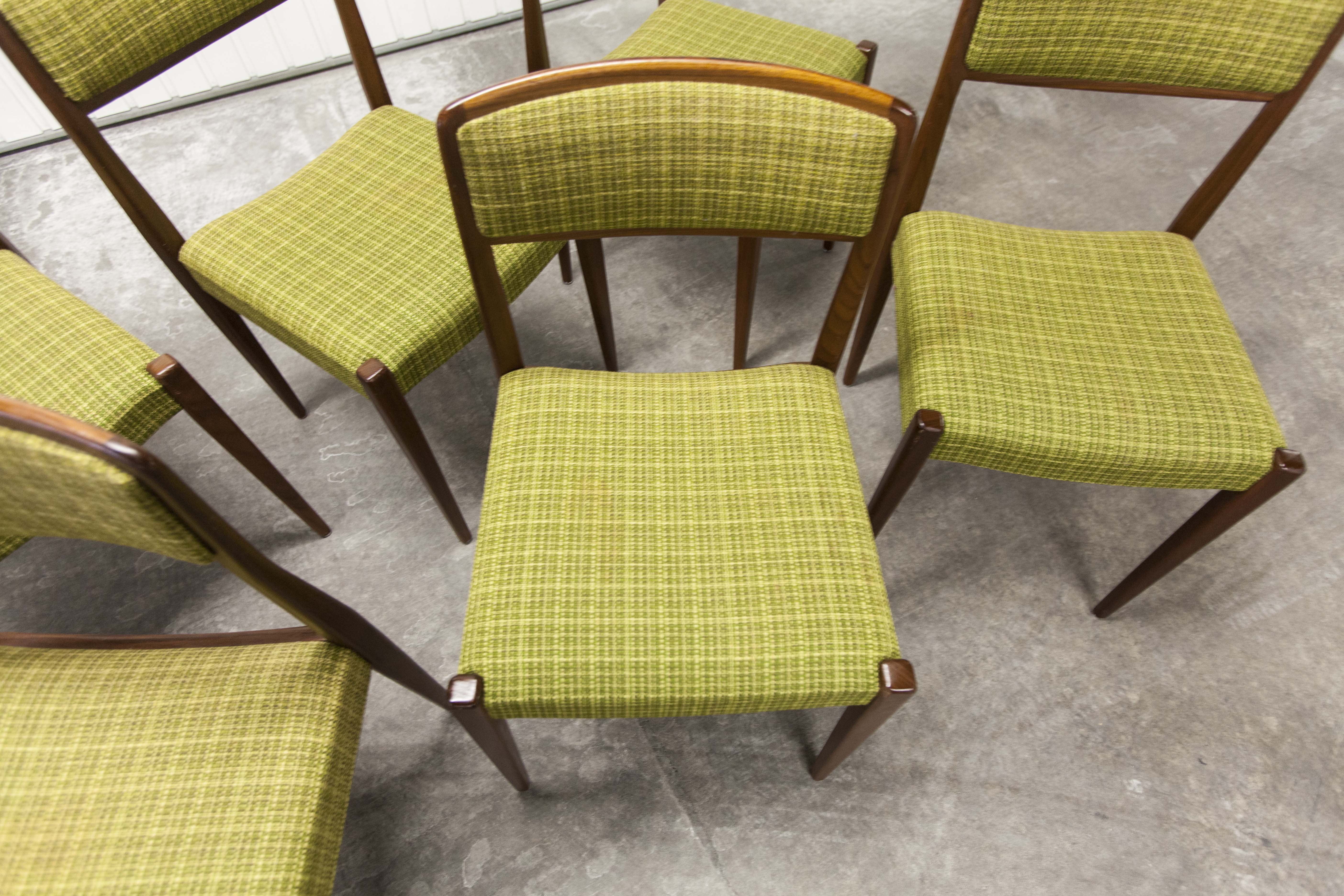 Lot of 6 teak and fabric chairs