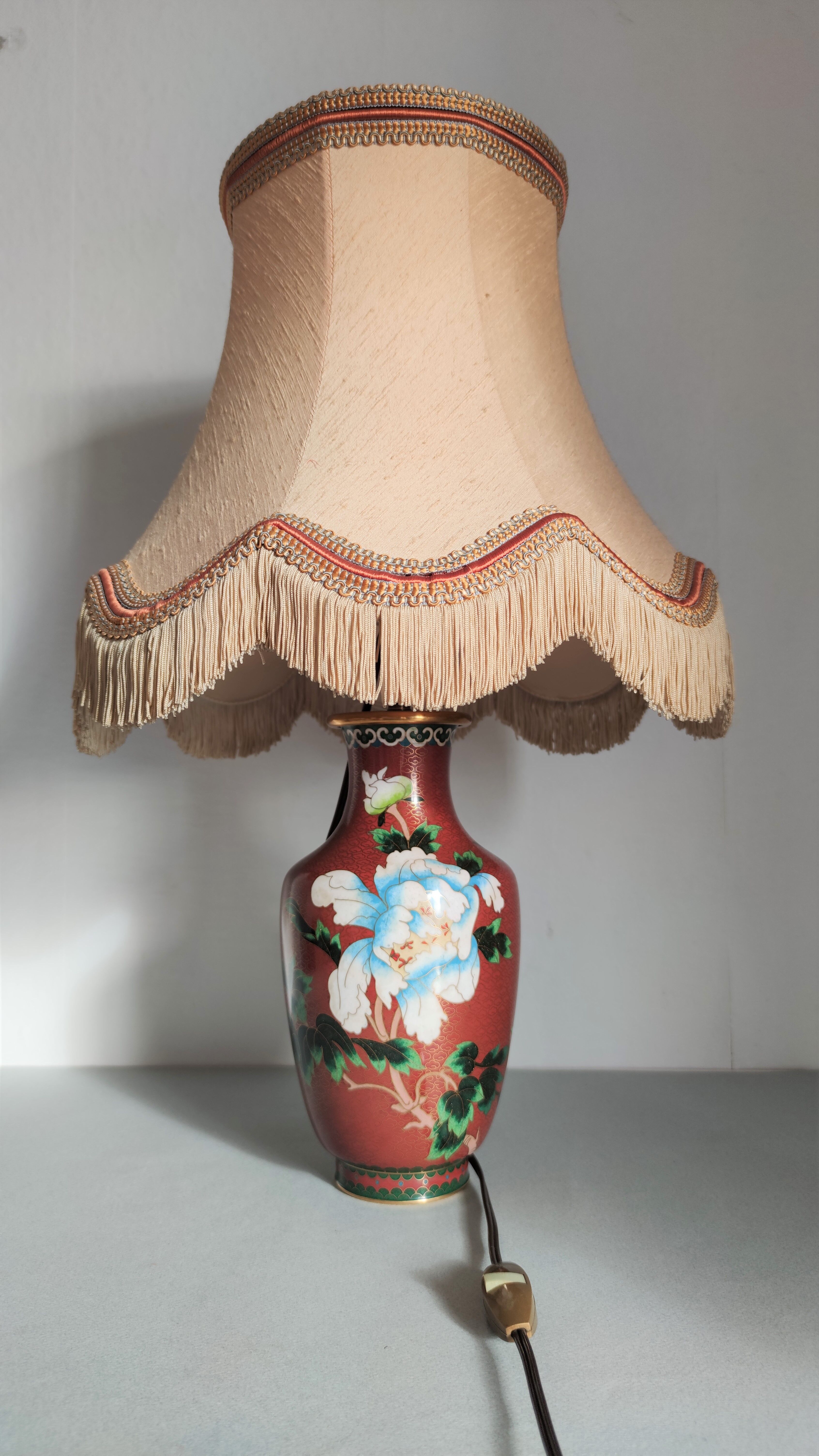 Enamel lamp cloisonnée drimmer vintage 56 cm h