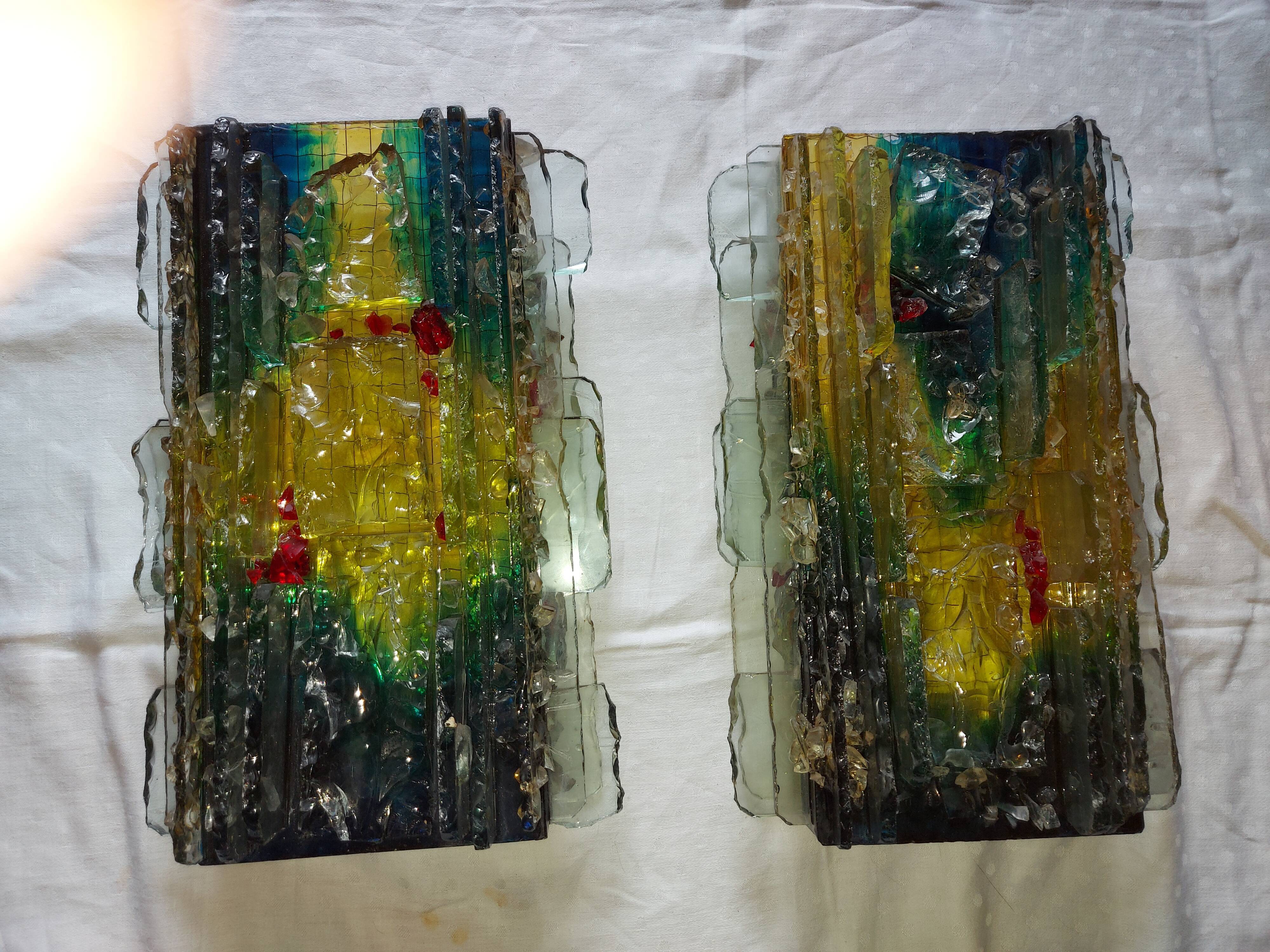 Pair of raak glass appliques, Willem Van Oyen, Chartres model