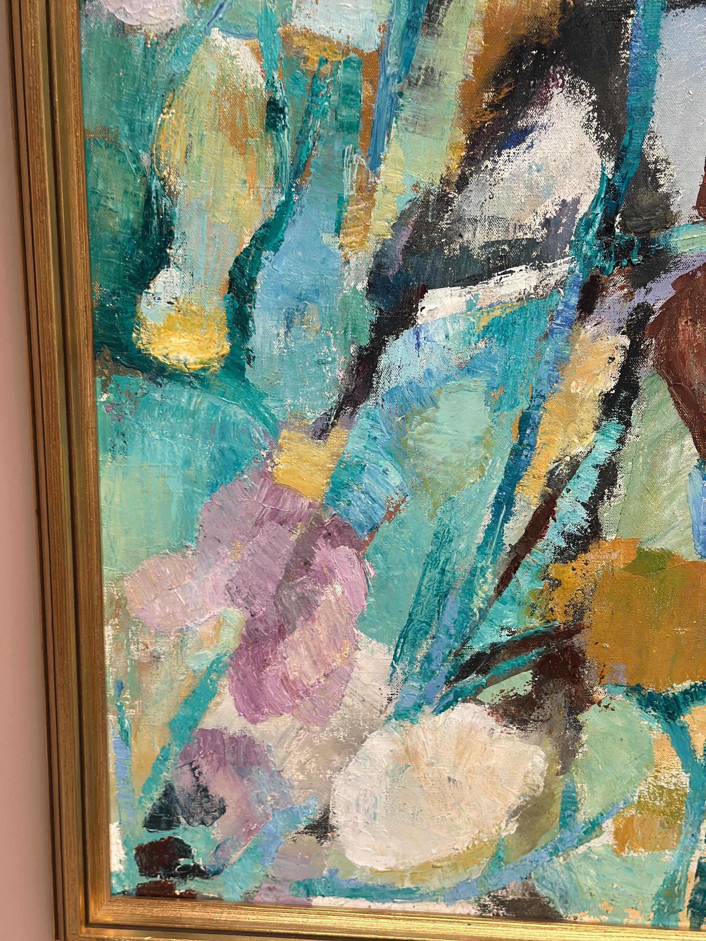 Huile sur toile suédoise – “composition” attribuée à gunnar alvarna