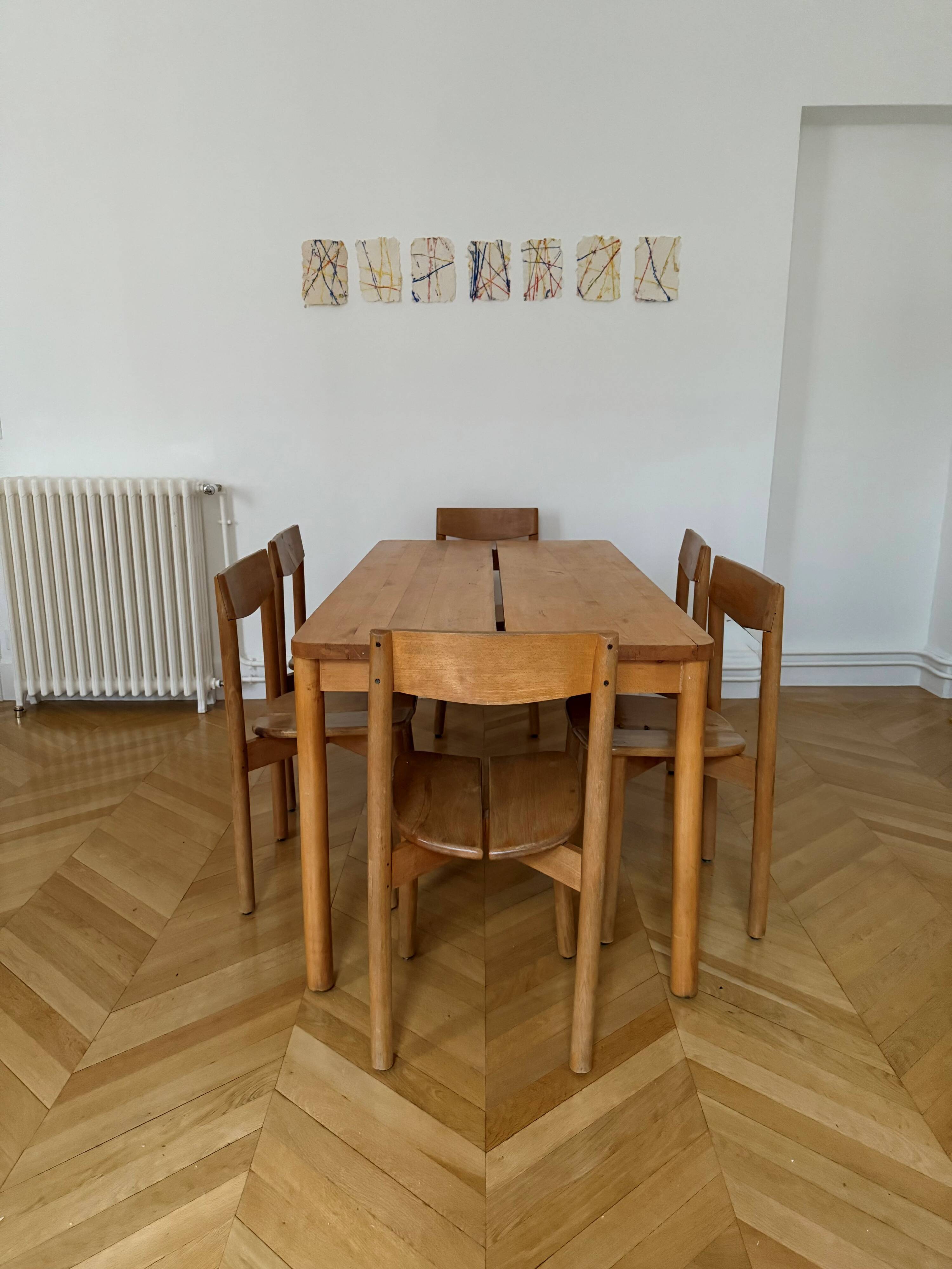 Pierre Gautier Delaye table and chairs, Coffee Bean model