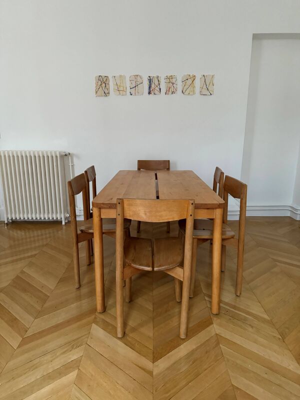 Table et chaises Pierre Gautier Delaye modèle Grain de café