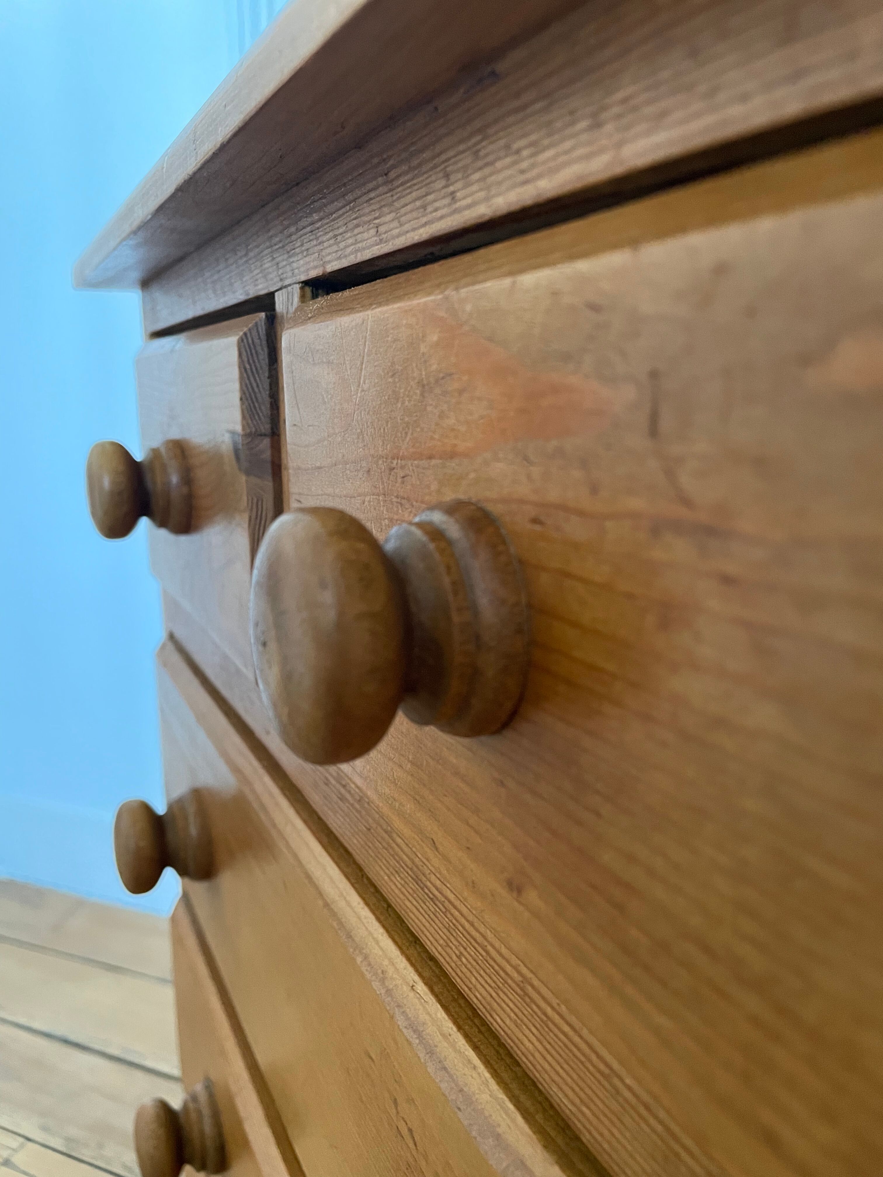 Mini vintage solid pine chest of drawers