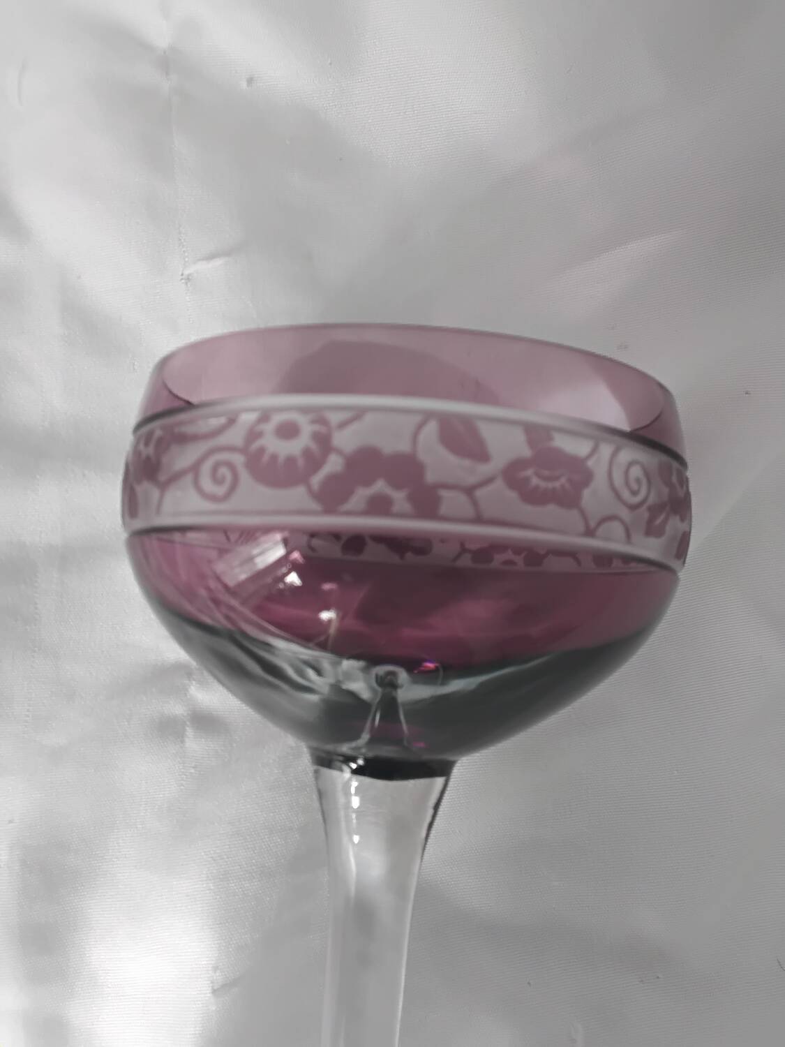 14cl wine glass, Nancy Houillon crystal, lined with amethyst art deco