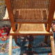 Fauteuil pliant canné en bois massif