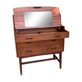 Mid-century curvy dressing table in teak with pull out mirror