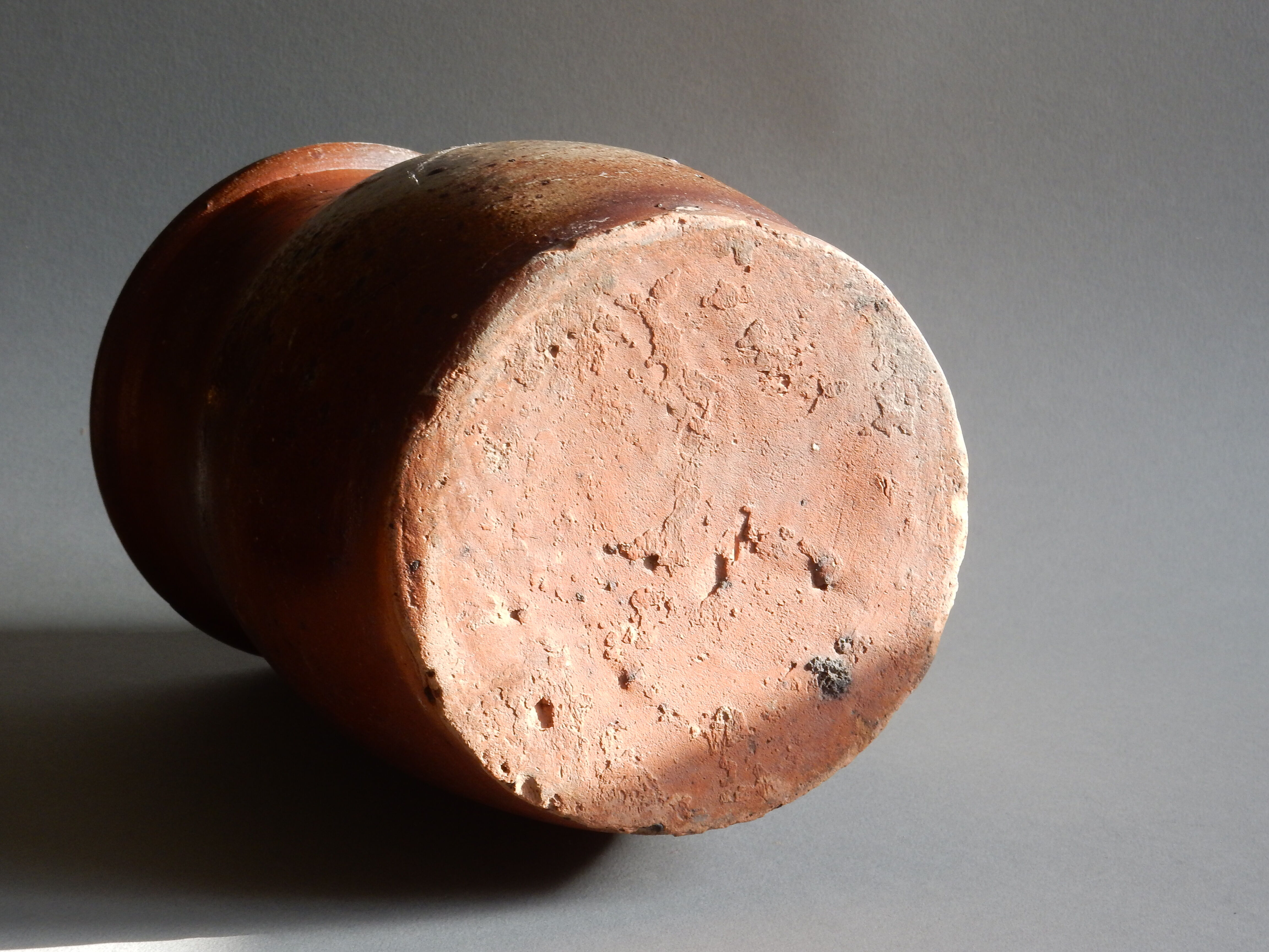 Brown terracotta milk pot / French antique farm / Artisan pottery