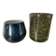 Duo de cache-pot vintage en pâte de verre bullée