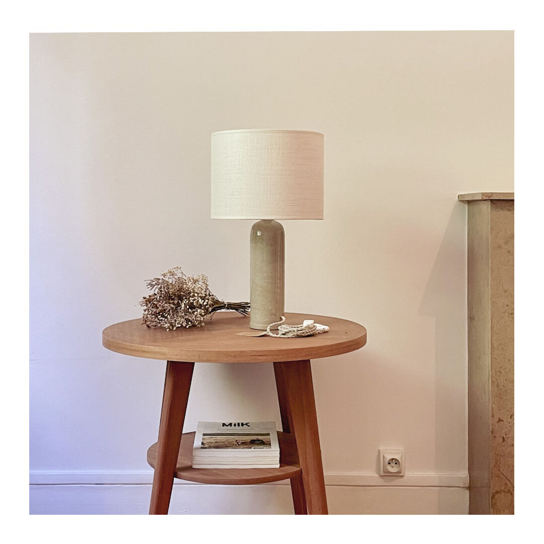 Stoneware and linen lamp