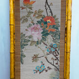 Vintage screen in bamboo handmade painting