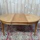 Extendable round table Louis XVI style solid cherry wood brass feet