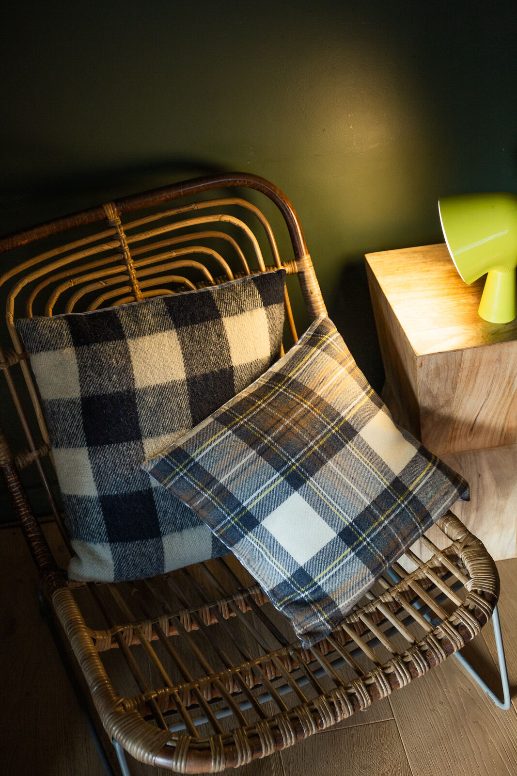 Wool checkered upcycled cushion cover