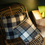 Wool checkered upcycled cushion cover