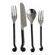 Set of 4 hammered metal cutlery with snail pattern.