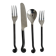 Set of 4 hammered metal cutlery with snail pattern.
