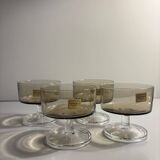 Set of 4 Luminarc smoked glass bowls, 1970s