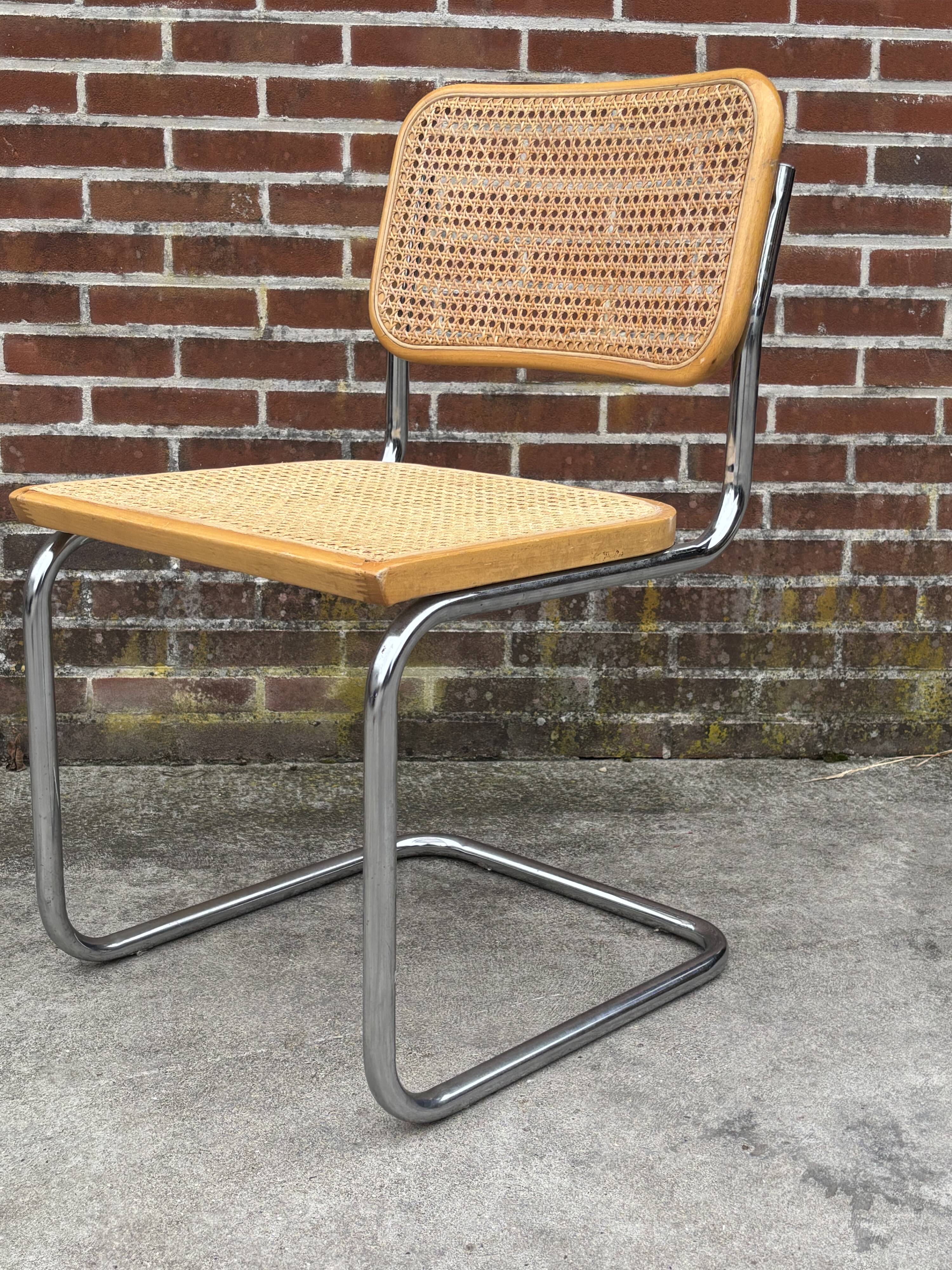 Set of 4 chairs Cesca B32 designed by Marcel Breuer design made in Italy