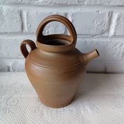 Vintage handmade brown glazed stoneware gargoulette.