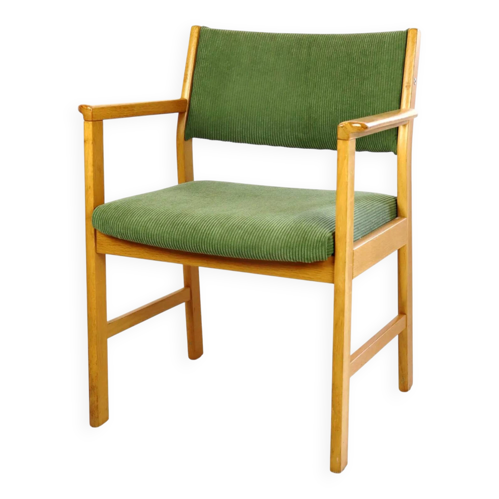Fauteuil en chêne et velours années 60