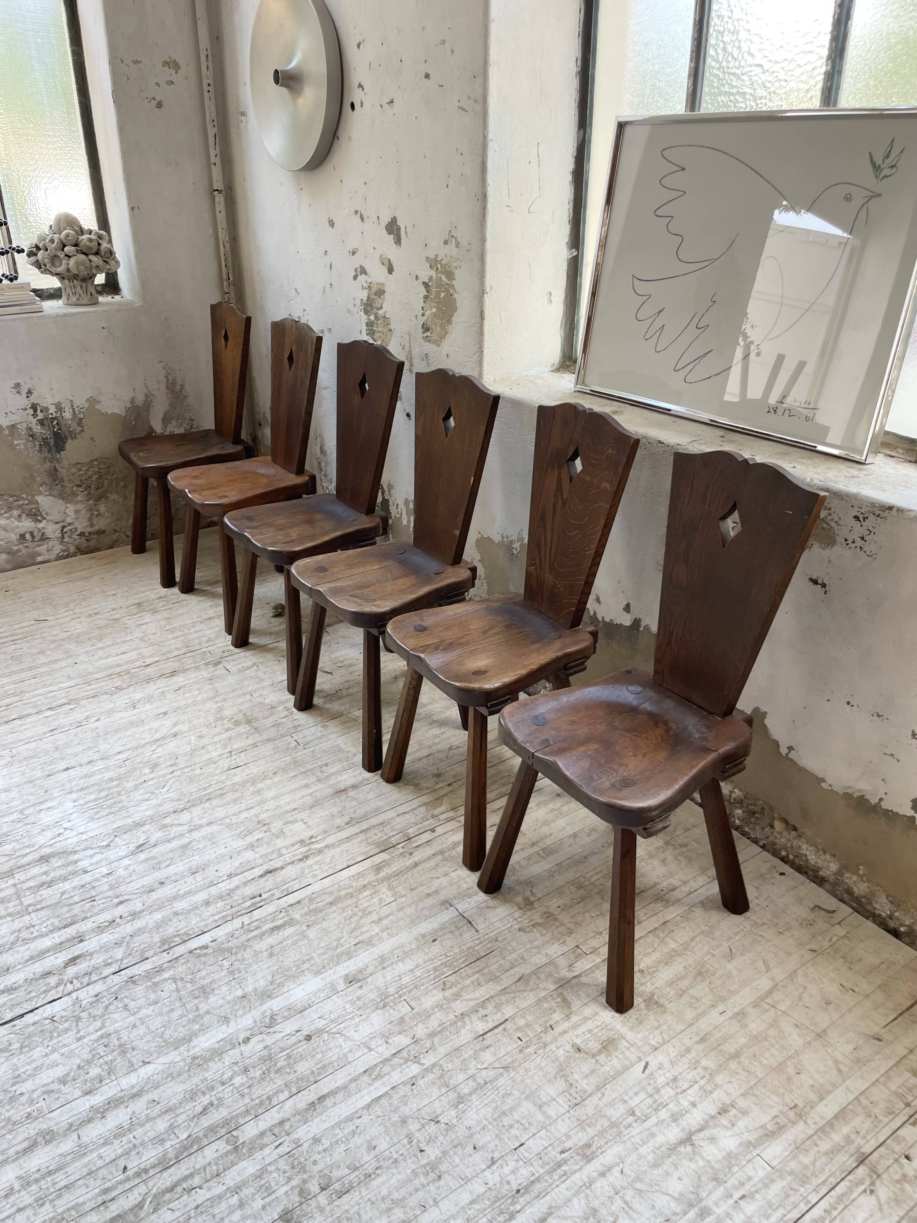 Chaises chêne massif chapo savoyarde art populaire
