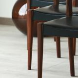 Series of 6 chairs in skai and teak