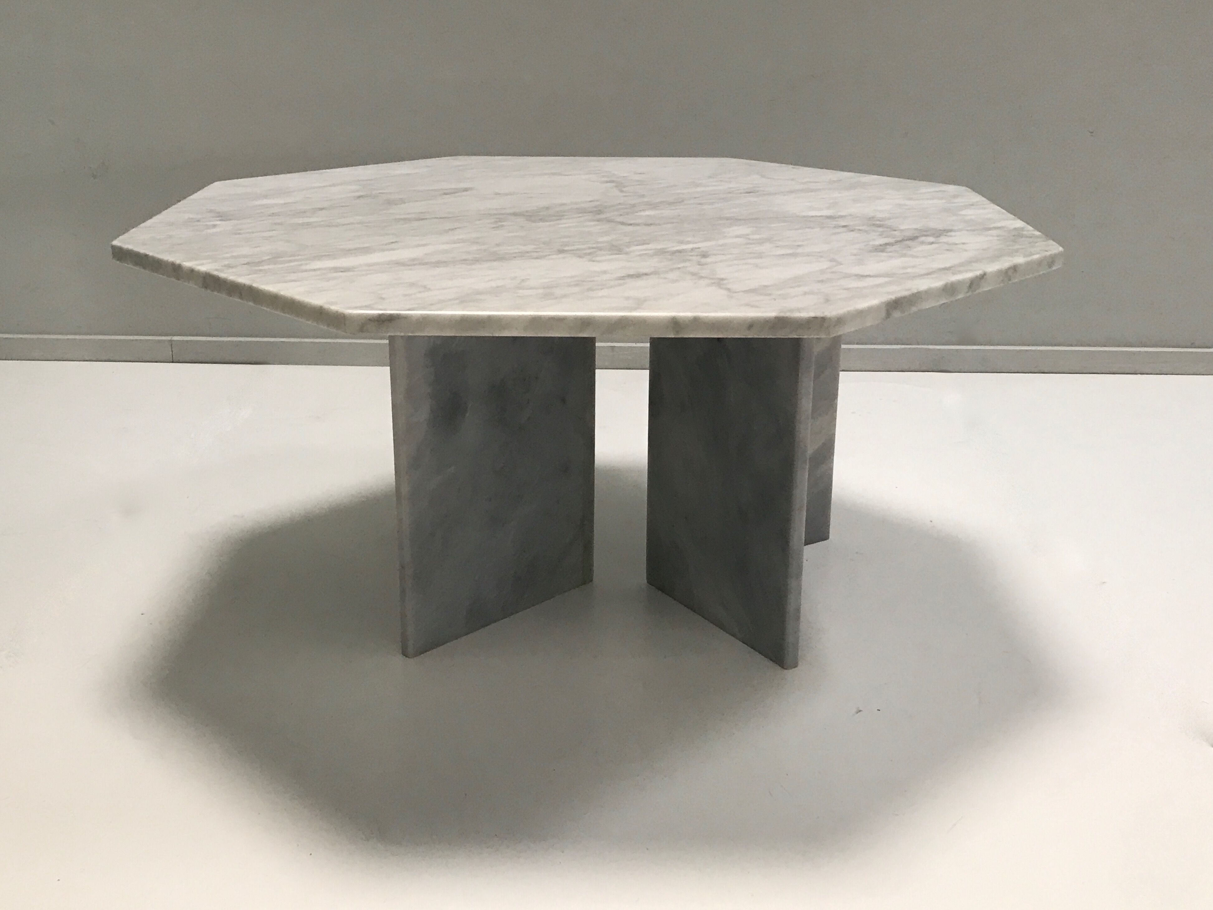 White marble hexagon coffee table, Germany, 1980s