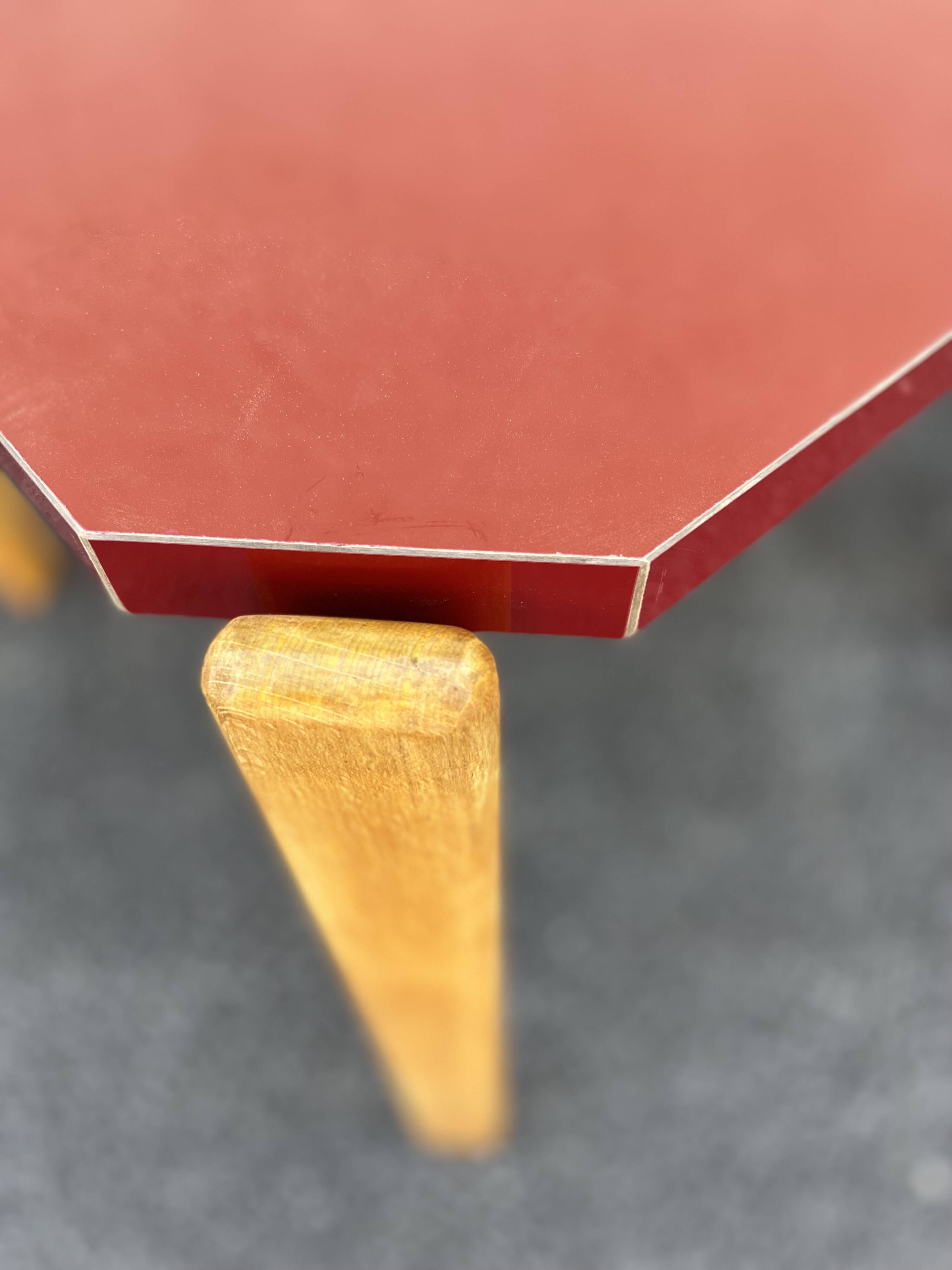 Bruno Rey table in red formica for Dietiker, 1970s