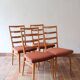 4 vintage Scandinavian chairs in light wood, 1960s.