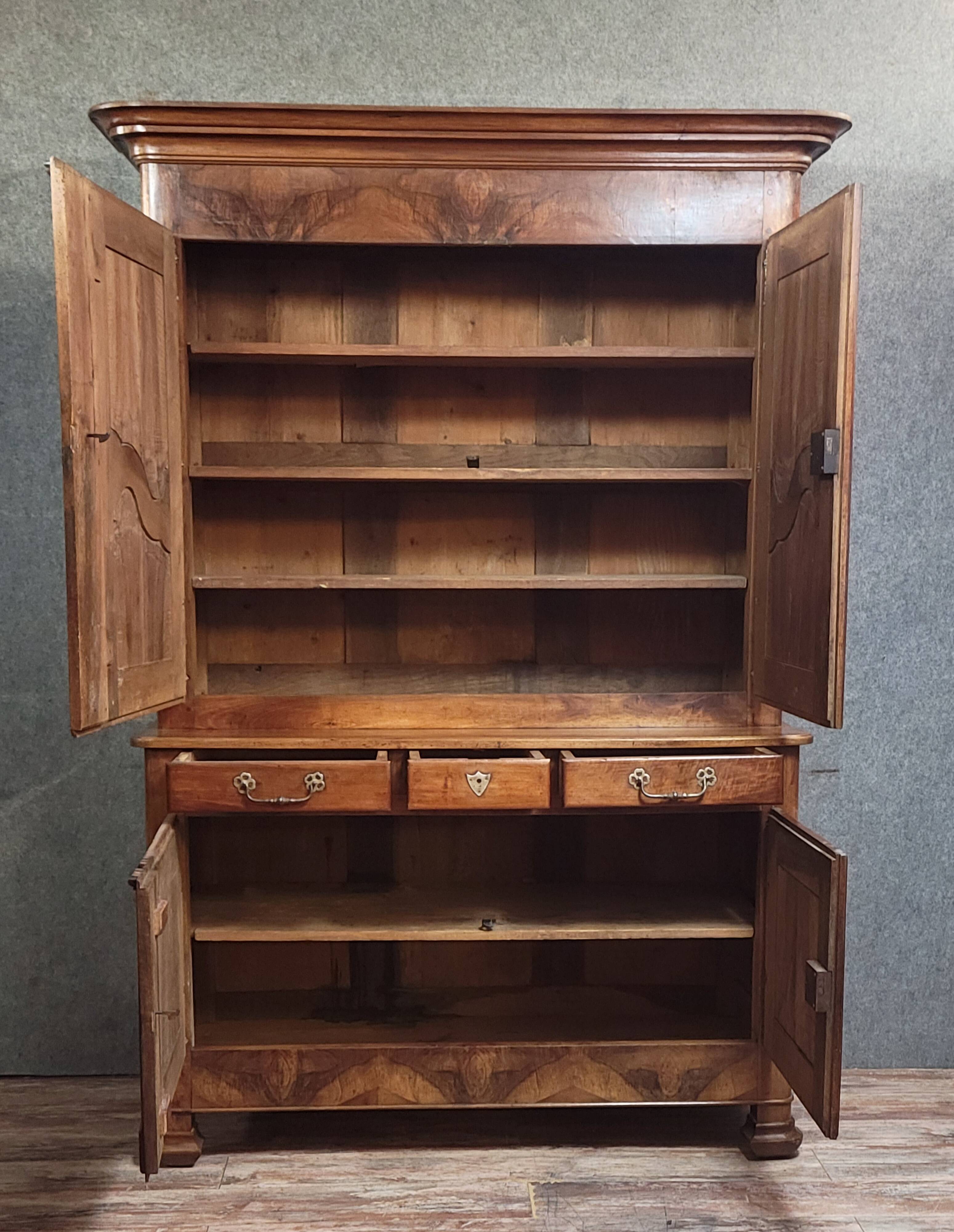 Louis XV period two-part walnut buffet