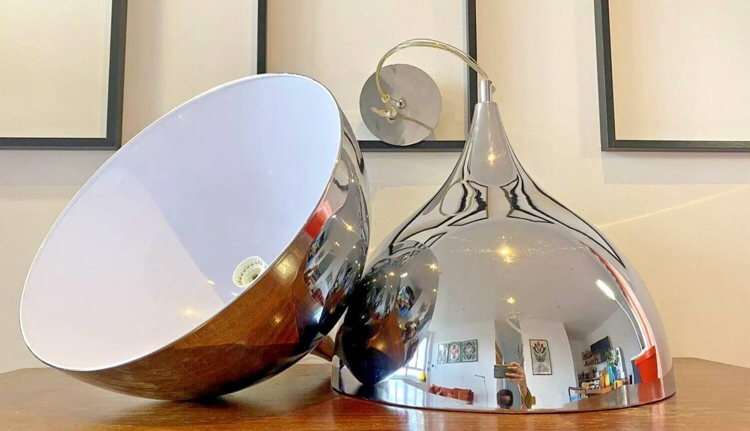 Paire de suspensions Space âge chromées