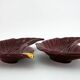 2 red and gold ceramic leaf-shaped bowls - Verceram France - vintage year